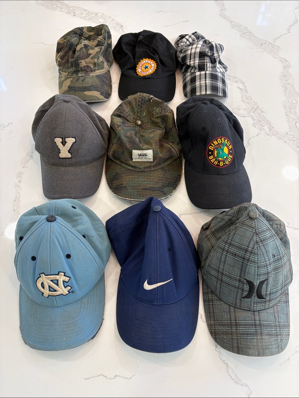 Assorted Men’s Hat Collection — Black, Navy, Light Blue, Gray, Camouflage, Plaid
